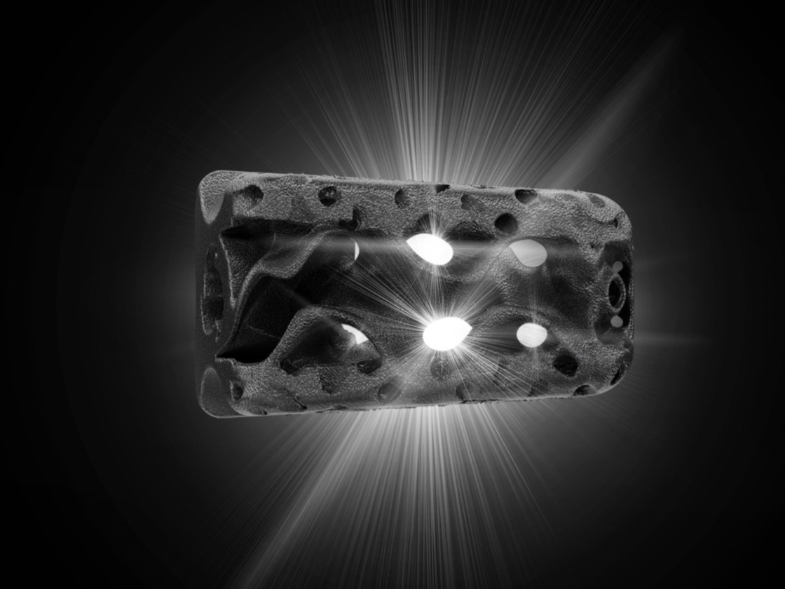 WaveForm 3D printed porous titanium interbody cage with biomimetic structure